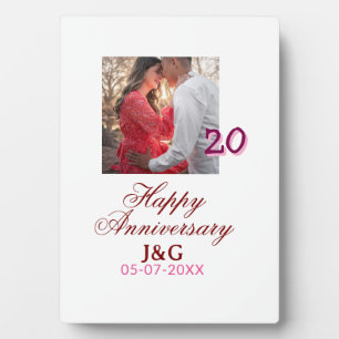Cheers to 20 Years happy anniversary add photo dat Plaque