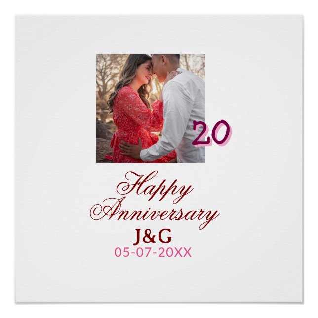 Cheers to 20 Years happy anniversary add photo dat Poster (Front)