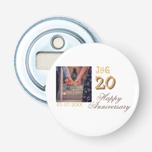 Cheers to 20 Years happy anniversary add photo pas Bottle Opener