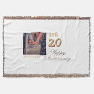 Cheers to 20 Years happy anniversary add photo pas Throw Blanket