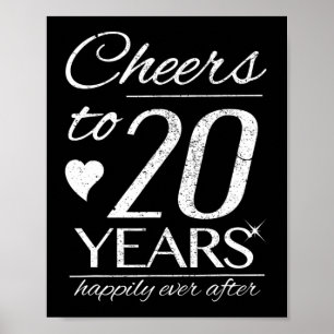 Cheers To 20 Years Married Couples 20th Wedding An Poster
