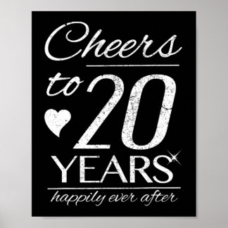 Cheers To 20 Years Married Couples 20th Wedding An Poster