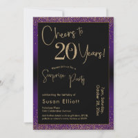 Cheers to 20 Years Surprise Birthday Party, Purple