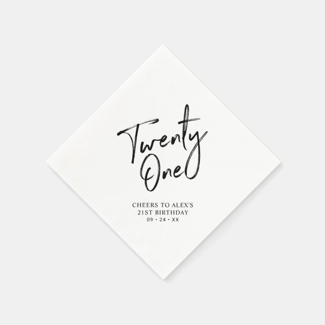 Cheers to 21  | Modern Adult 21st Birthday Party Napkin (Corner)
