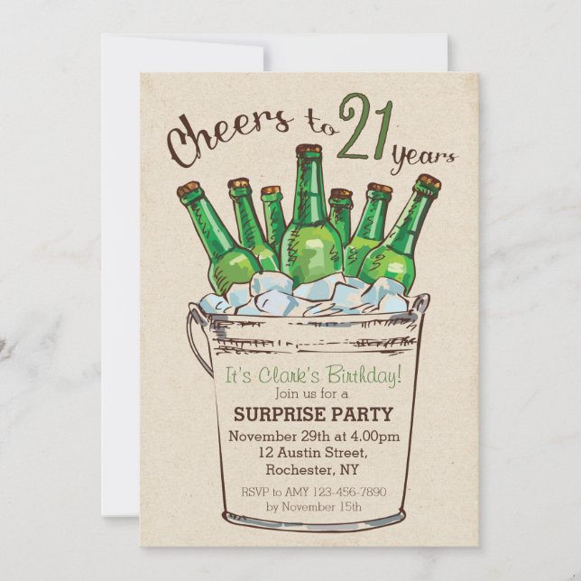Cheers to 21 years Birthday Invitation (Front)
