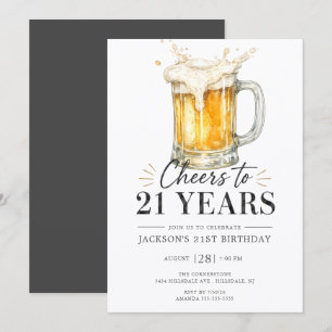 Cheers to 21 Years Birthday Invitation