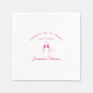 Cheers to 21 Years Pink 21st Birthday Custom Napkin