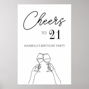Cheers to 21st birthday party poster