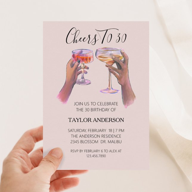 Cheers to 30 Birthday Cocktail Invitation (Creator Uploaded)