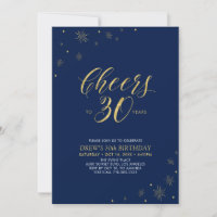 Cheers to 30 | Gold & Navy 30th Birthday Party