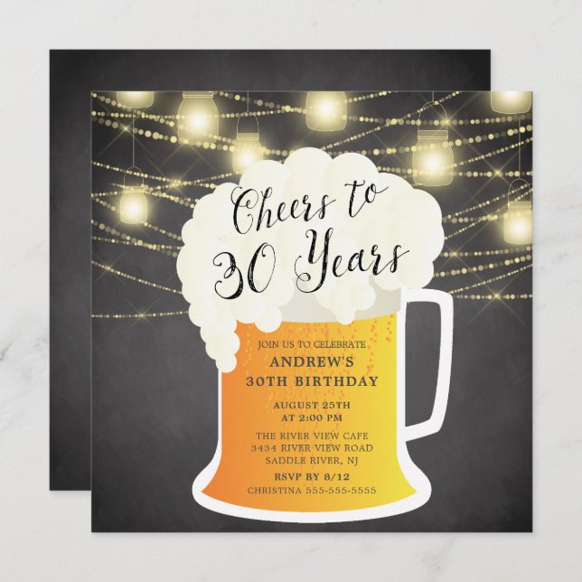 Cheers to 30 Years 30th Birthday Invitation (Front/Back)