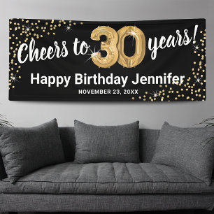 Cheers to 30 Years Birthday Banner