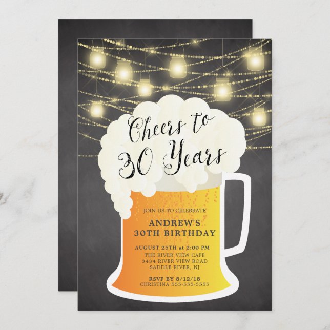 Cheers to 30 Years Birthday Invitation (Front/Back)