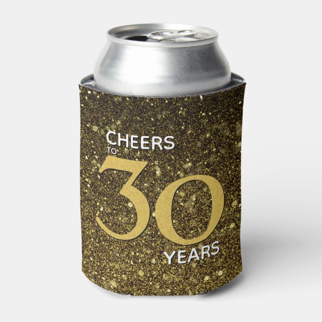 Cheers to 30 Years Black Gold 30th Birthday Can Cooler (Can Front)