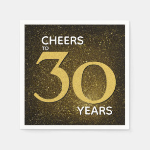 Cheers to 30 Years Black Gold 30th Birthday Napkin