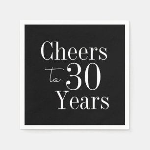 Cheers to 30 Years Black White 30th Birthday Party Napkin