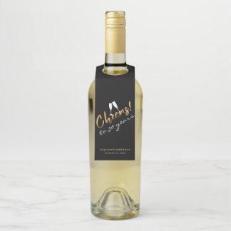 Cheers to 30 Years Chic Gold Black Adult Birthday Bottle Tag