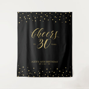 Cheers to 30 years   Gold & Black Birthday Party T Tapestry