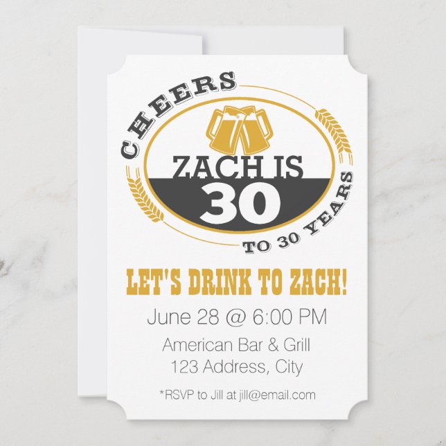Cheers to 30 Years Invitation (Front)