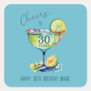 Cheers to 30 Years Milestone Birthday Square Sticker