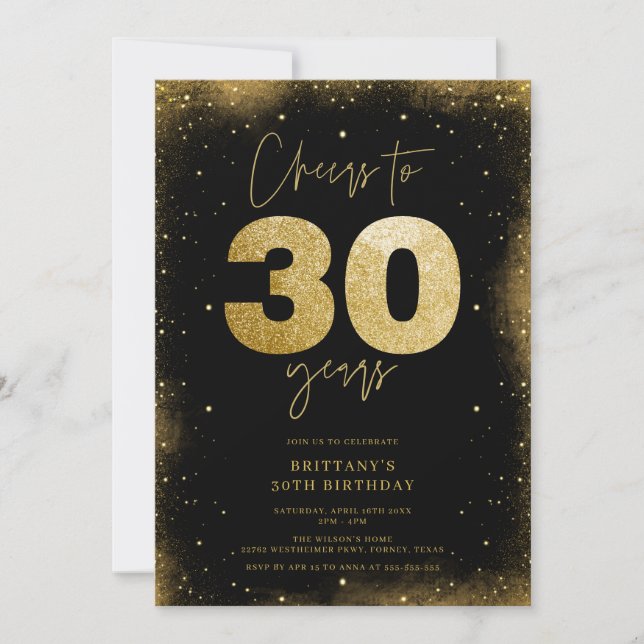 Cheers to 30 Years Modern 30th Birthday Invitation (Front)