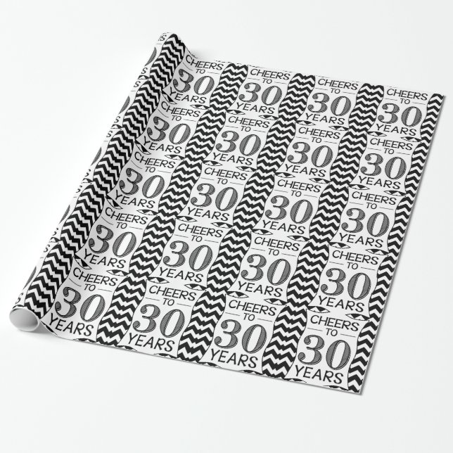 Cheers to 30 Years Wrapping Paper (Unrolled)