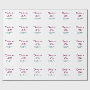 Cheers to 30th birthday name date mauve blue elega wrapping paper