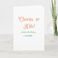Cheers to 30th birthday name date orange green blu
