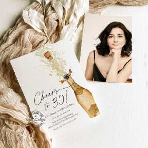 Cheers to 30th Birthday Photo Invitation