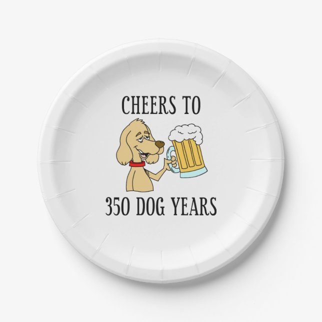 Cheers To 350 Dog Years 50th Birthday Paper Plate (Front)