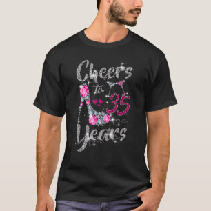 Cheers To 35 Years  35th Birthday Wine Shoes Diamo T-Shirt