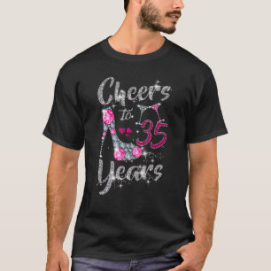 Cheers To 35 Years 35th Birthday Wine Shoes Diamo T-Shirt
