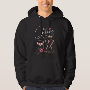 Cheers to 37 Years Old 37th Birthday Party Woman Q Hoodie