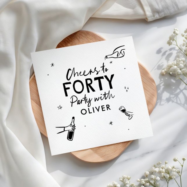 Cheers to 40 modern whimsical birthday decor napkin (Creator Uploaded)