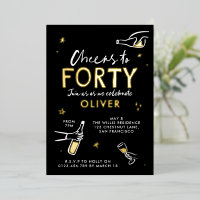 Cheers to 40 modern whimsical birthday invite