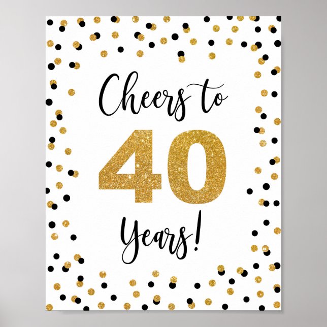 Cheers to 40 Years Anniversary or Birthday Sign (Front)