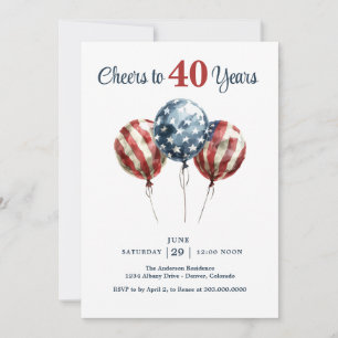 Cheers to 40 Years Birthday Party  Invitation