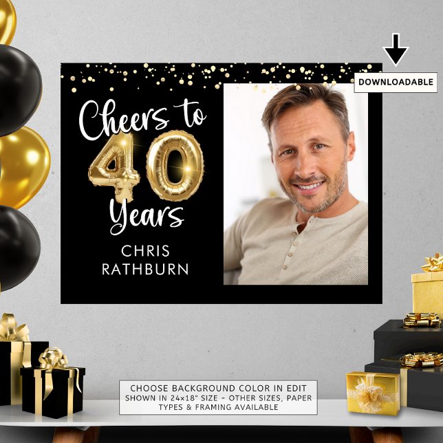 Cheers to 40 Years Birthday Photo Welcome Sign (Creator Uploaded)