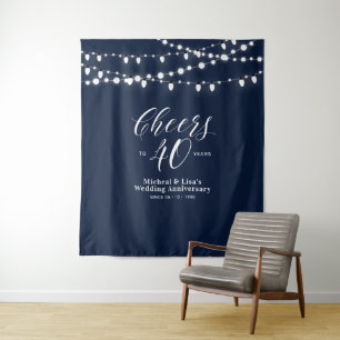 Cheers to 40 years   Navy 40th Wedding Anniversary Tapestry