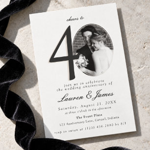 Cheers to 40 Years Photo 40th Wedding Anniversary Invitation