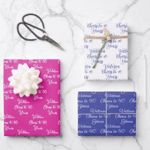 Cheers to 40 Years Pink Lavender 40th Birthday Wrapping Paper Sheet