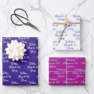 Cheers to 40 Years Purple Magenta 40th Birthday Wrapping Paper Sheet