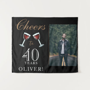 Cheers to 40 Years Red Wine 40th Birthday Photo Tapestry