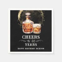 Cheers to 40 Years Whiskey Napkins