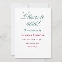 Cheers to 40th birthday name date mauve blue elega