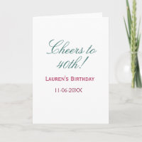 Cheers to 40th birthday name date mauve blue elega