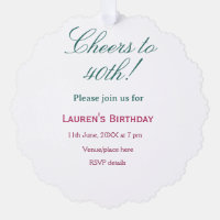 Cheers to 40th birthday name date mauve blue elega