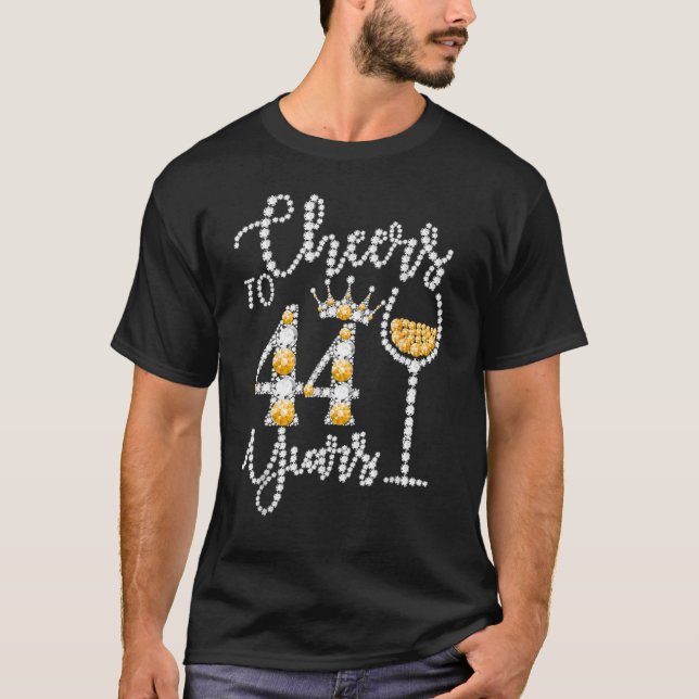 Cheers To 44 Years Old Happy 44th Birthday Queen D T-Shirt (Front)