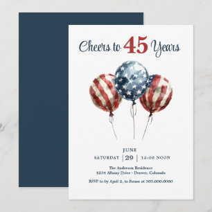 Cheers to 45 Years Birthday Party Invitation