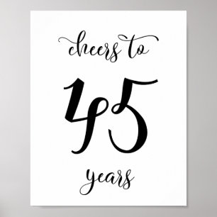 Cheers to 45 years birthday sign